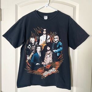 Aerosmith 2009 World Tour T Shirt Mens M Black Band Tee Vintage Anvil Concert